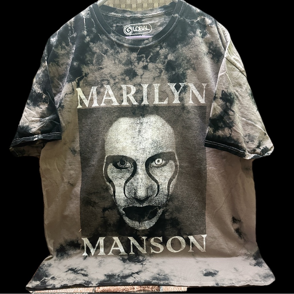Black Tie-Dye Marilyn Manson Men's Shirt size L